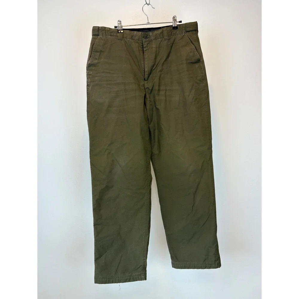 LL Bean Insulated Chino Pants Mens 36 Green Primaloft Quilted Lined Gorpcore